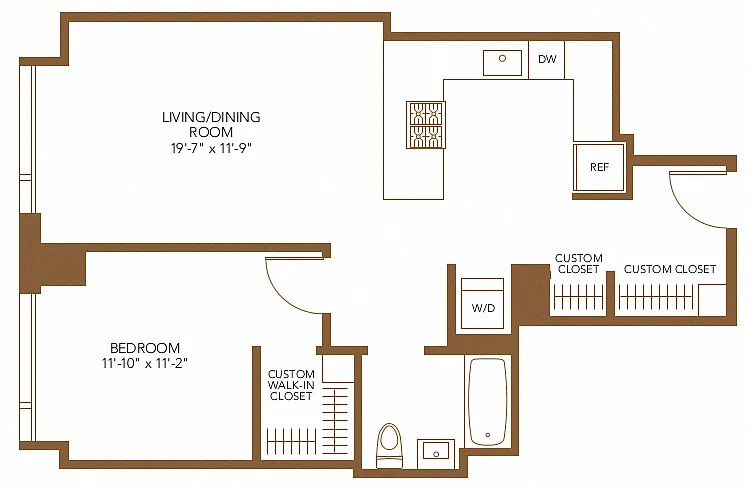 Floor plan 1 Bed 1 Bath