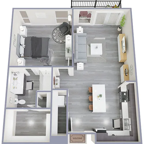 Floor plan A - 1 Bed 1 Bath