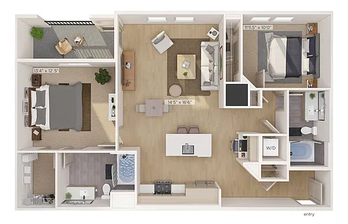 Floor plan Townhome + Private Balcony