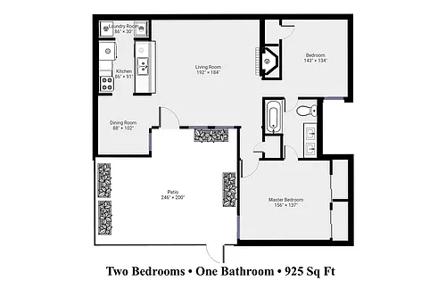 Floor plan B1 2 Bed / 2 Bath