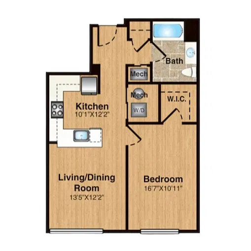 Floor plan A5 | 1 Bed | 1 Bath
