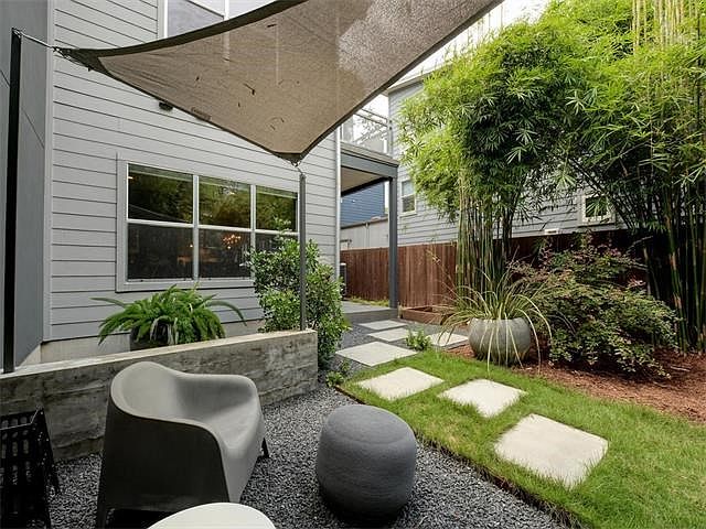 The condo's exterior space was designed to create a zen-like retreat.