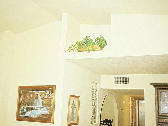 Vaulted ceiling in living room