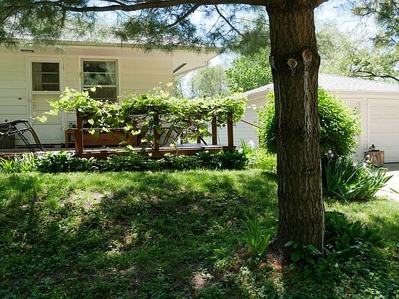 side door, deck and garage