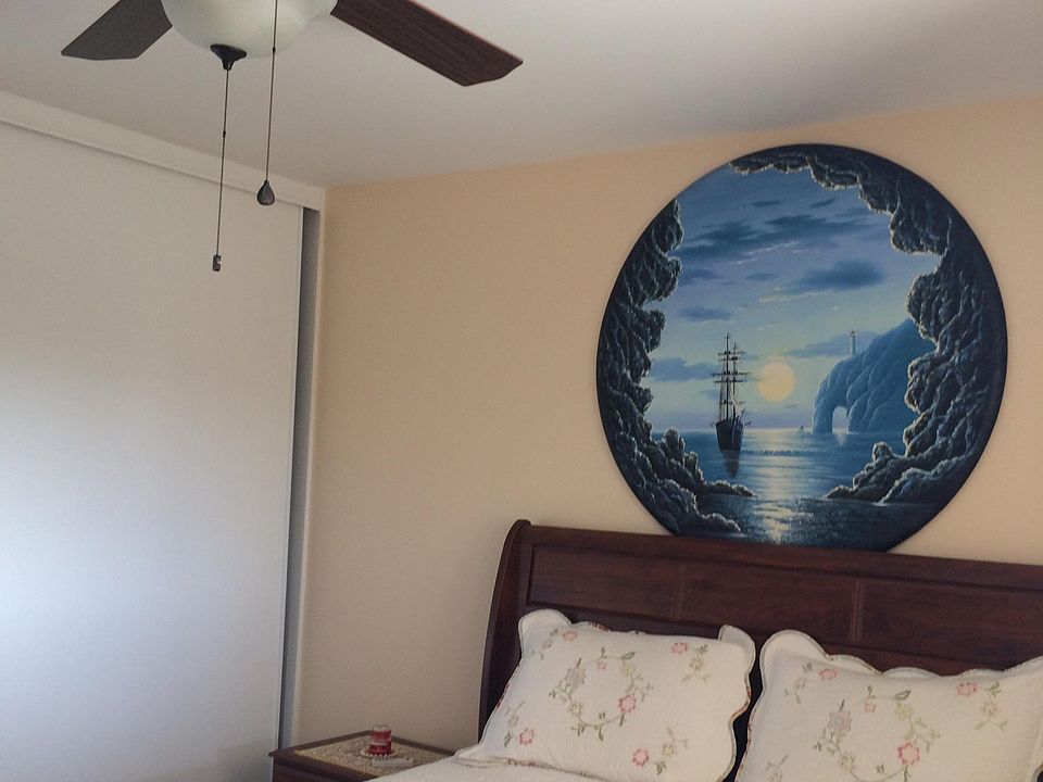 ceiling fan in master bedroom, can fit a king or queen size 
