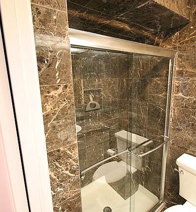 Marble shower in Master Bath