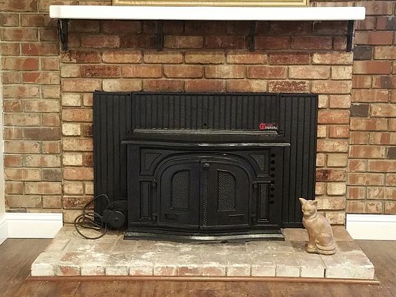 Cozy warm fireplace insert - likely more than enough to heat the whole house.