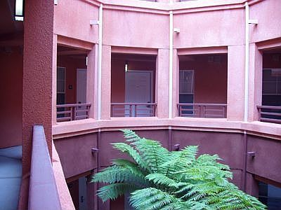 Serene, light & airy walkways throughout complex