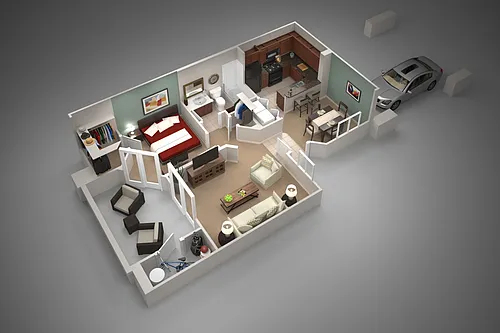 Floor plan One Bedroom/One Bath