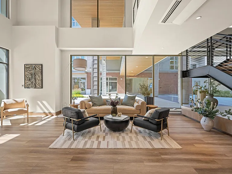Modera Newton lobby with lounge seating.