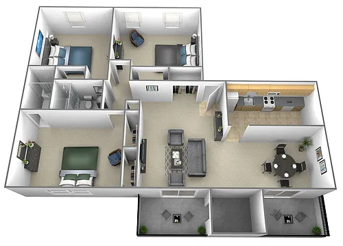 Floor plan 3 Bedrooms 2 Bath
