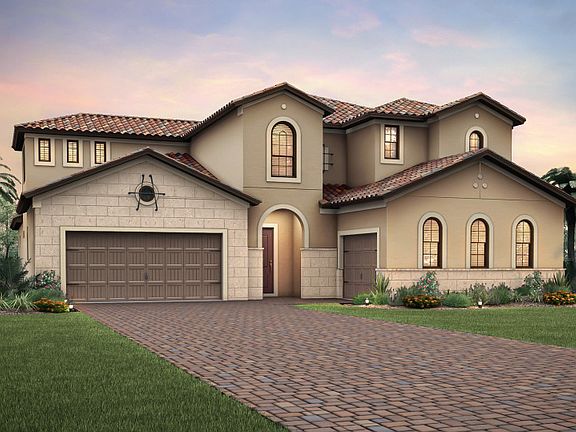 The Garden Vista, a two-story family home with a 3 car garage, shown with Home Exterior FM3A