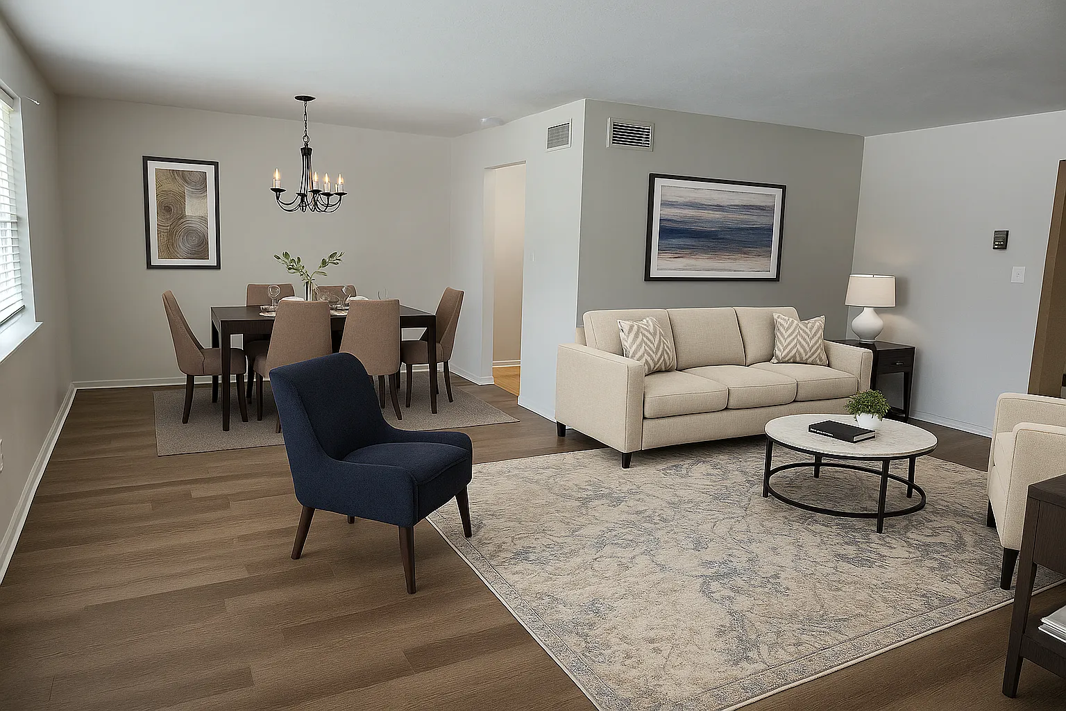 Beautifully renovated living/dining room