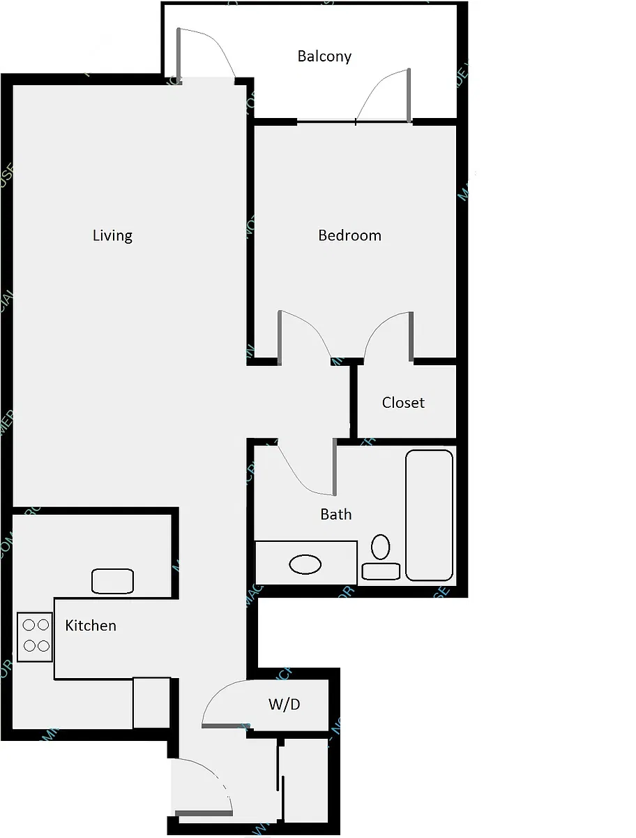 Floor plan Penthouse Floor South Facing 1 Bedroom