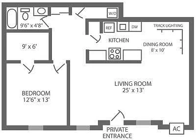 Floor plan 1 Bed | 1 Bath | Private Entrance