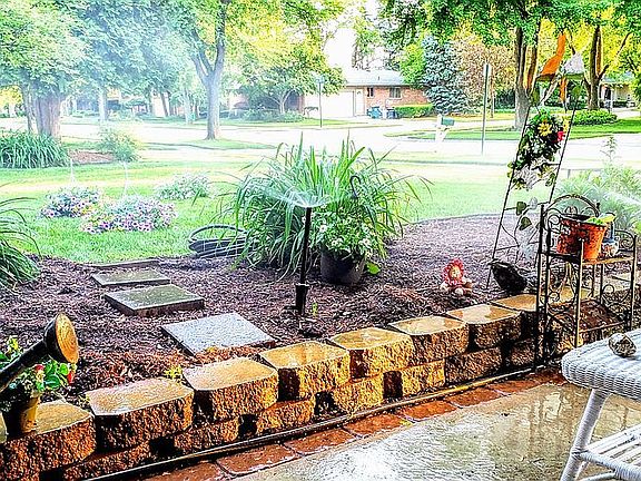 Porch view of Flower Bed.