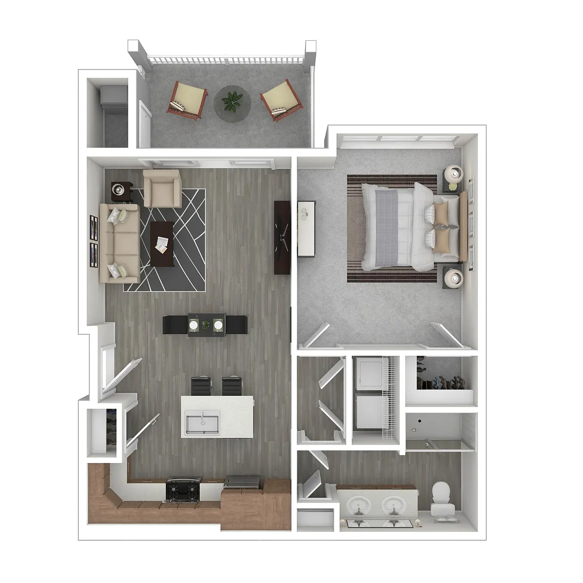 Floor plan One Bedroom Walkup Building