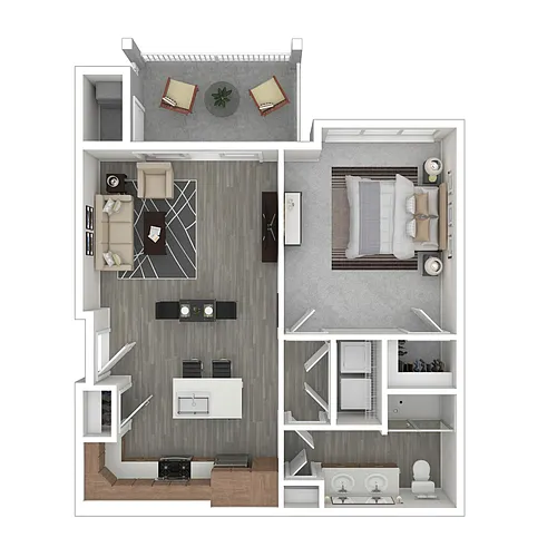 Floor plan One Bedroom Walkup Building