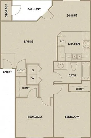 Floor plan Two Bedroom B1B