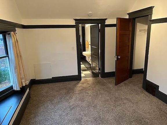 view into bedroom from bathroom