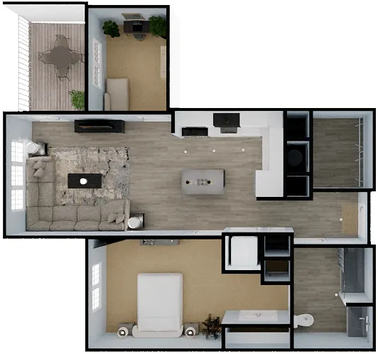 Floor plan One Bedroom - 1D
