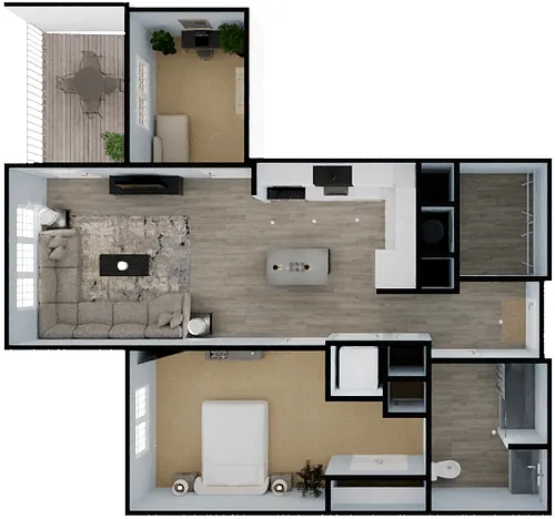 Floor plan One Bedroom - 1D