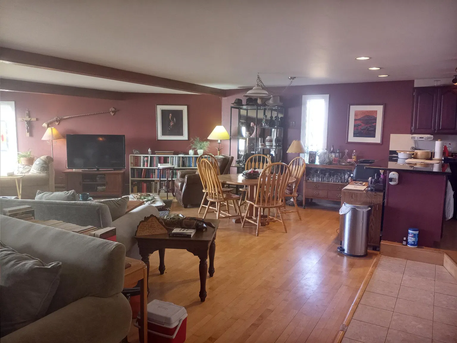 View from entry - great room, dining area