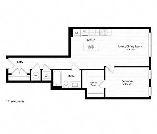 Floor plan 1 Bed - 1 Bath | a25 - Weiler