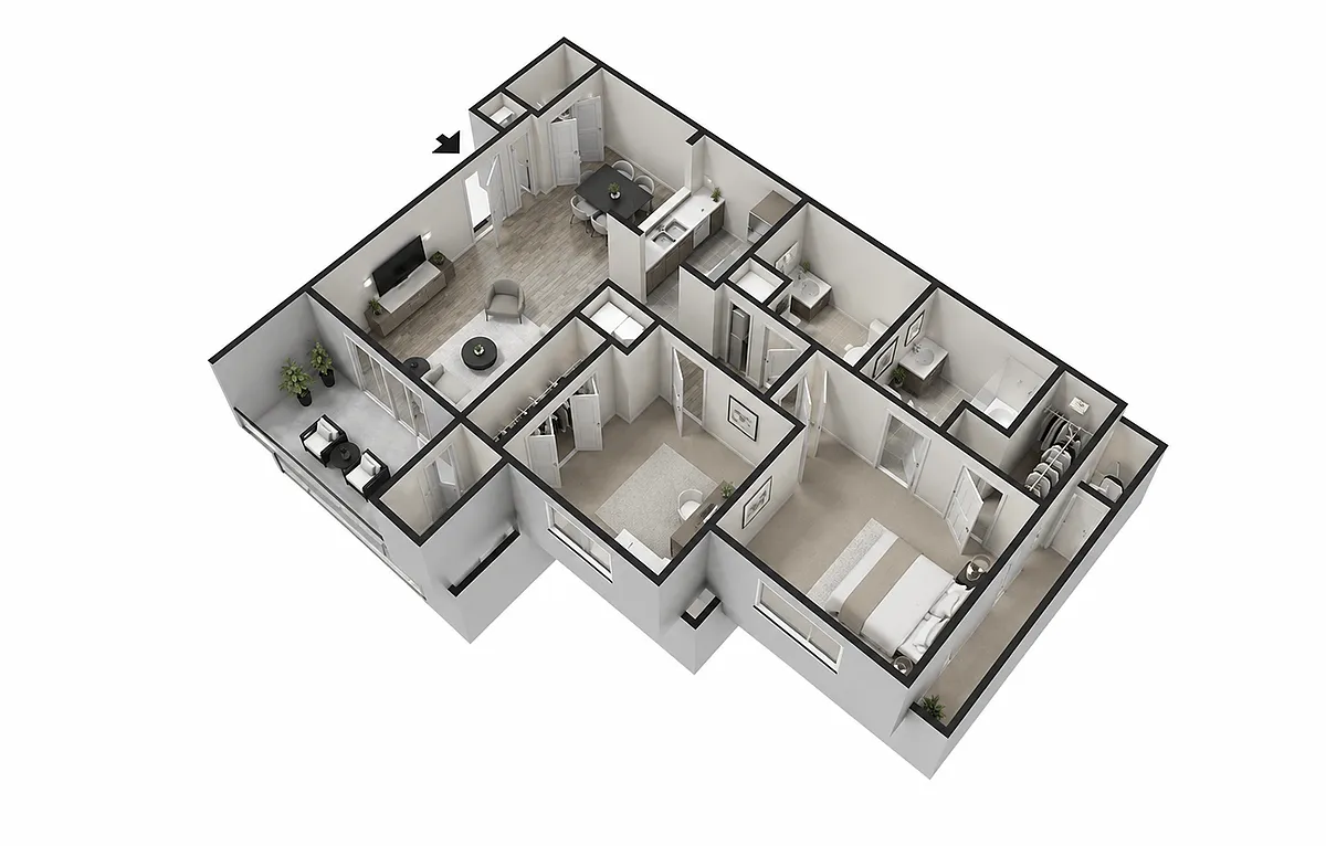 Floor plan 2 Bedroom, 2 Bath