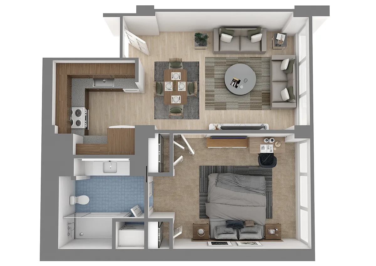Floor plan 1 bed | 1 Bath