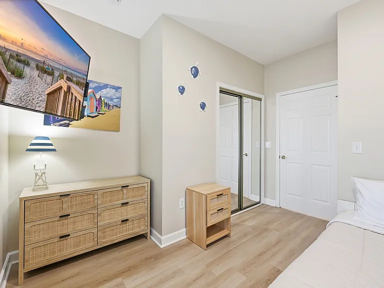 King bedroom with Smart TV.