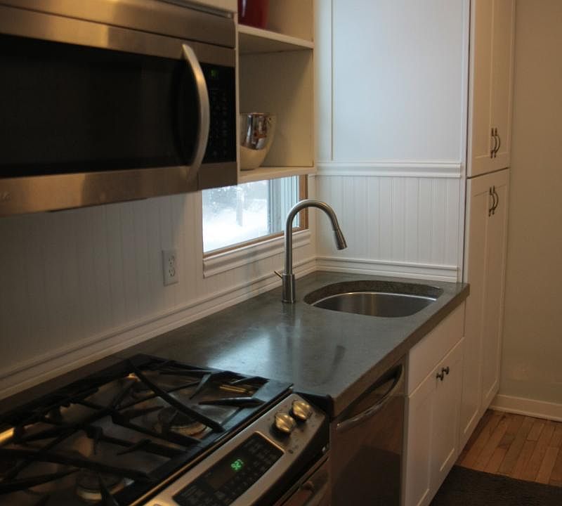 Custom concrete countertops with integrated sink