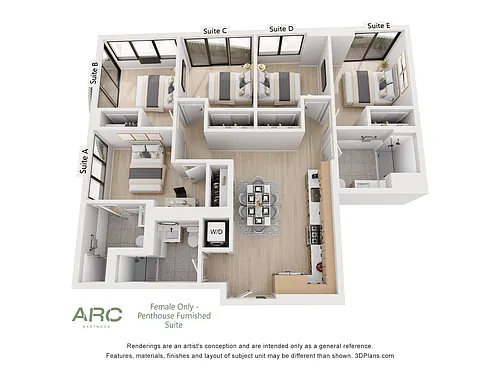 Floor plan Female Only - Penthouse Furnished Suite