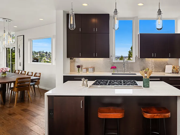 Wolf and Miele kitchen - wash your dishes with a view.