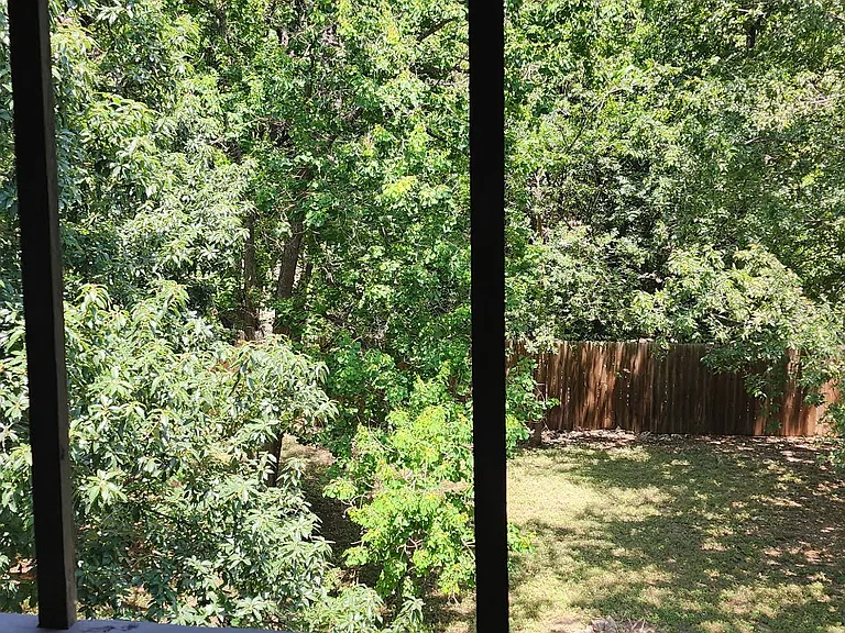 View of backyard from upper bedroom