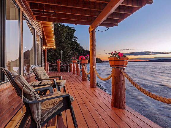 A covered portion of the deck for year-round enjoyment.