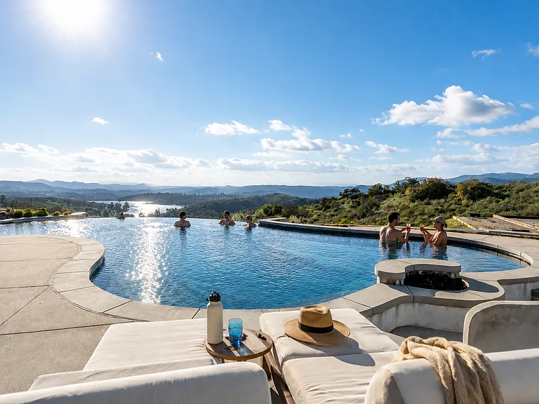 The vanishing edge pool overlooks Lake Jennings and with the westerly breezes, is always an amazing place to swim with family and friends. The pool is a salt water pool with weekly professional maintenance included. The deep end of the pool is 9'.