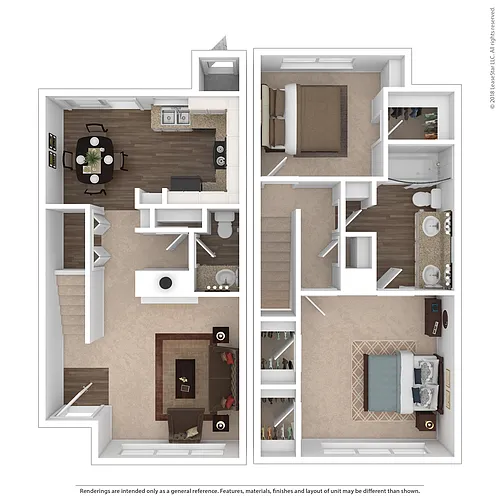 Floor plan B4 - Two Bedroom One Half Bath Townhome
