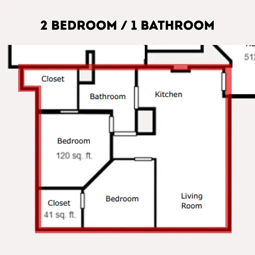 Floor plan 2 bed-1 bath