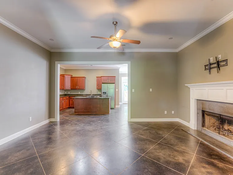 Living room and fireplace