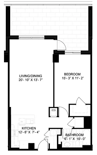 Floor plan 1 Bed/1 Bath-A01