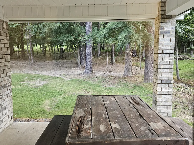 Back porch with picnic table.