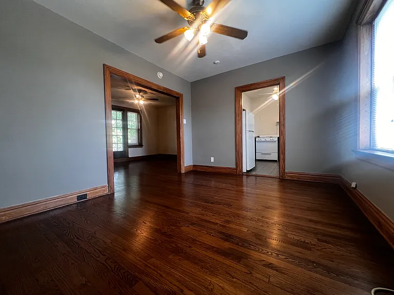 View of all three rooms from middle room.