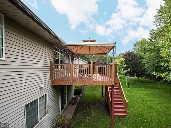 Large freshly stained custom deck.