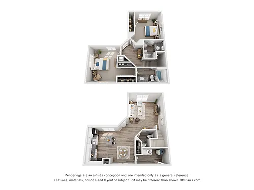 Floor plan B9 - Two Bedroom, Two and a half Bathroom