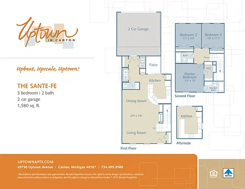 Floor plan The Santa Fe - includes a 2 car attached garage