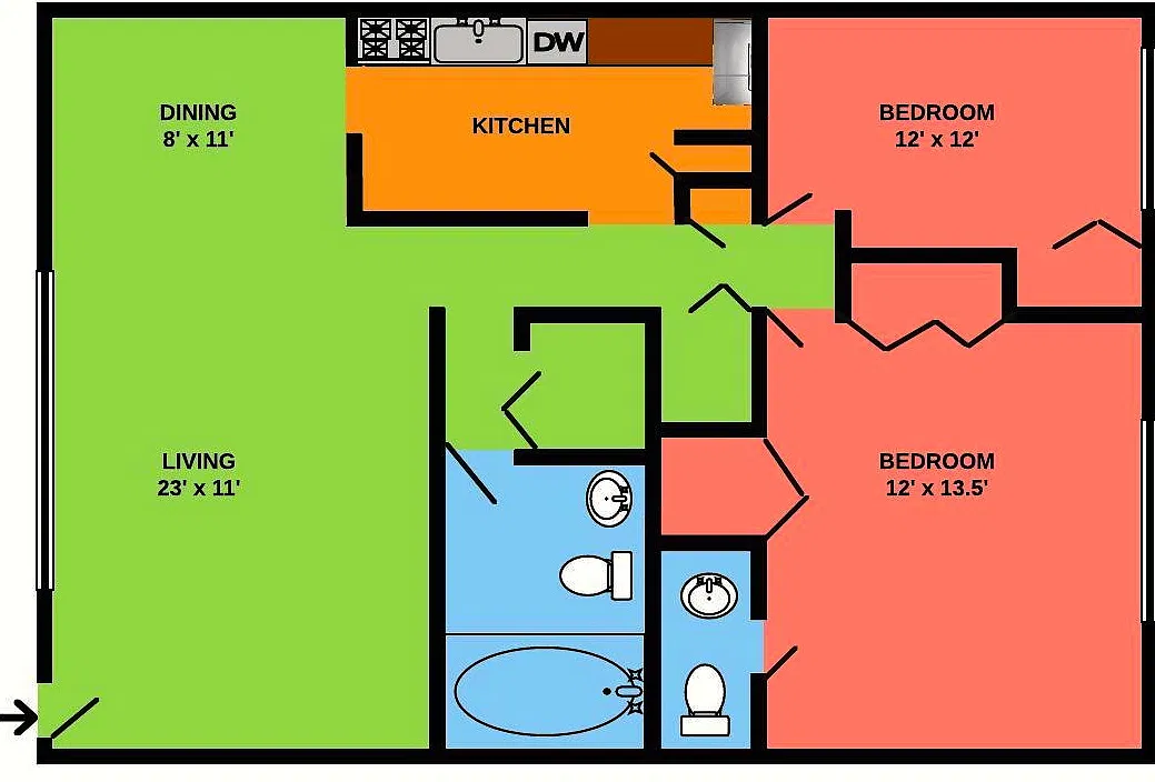 Floor plan Two Bedroom Garden Style