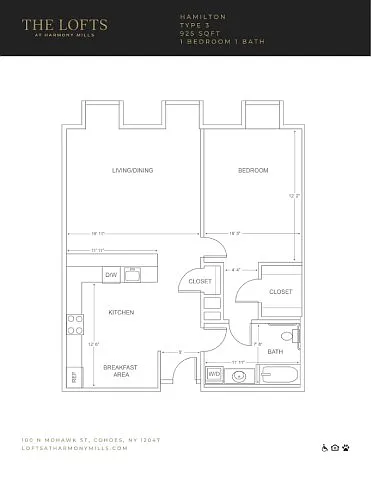 Floor plan Hamilton L Wall - Fallsview