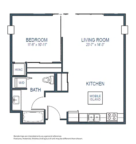 Floor plan One Bedroom A - Renovated
