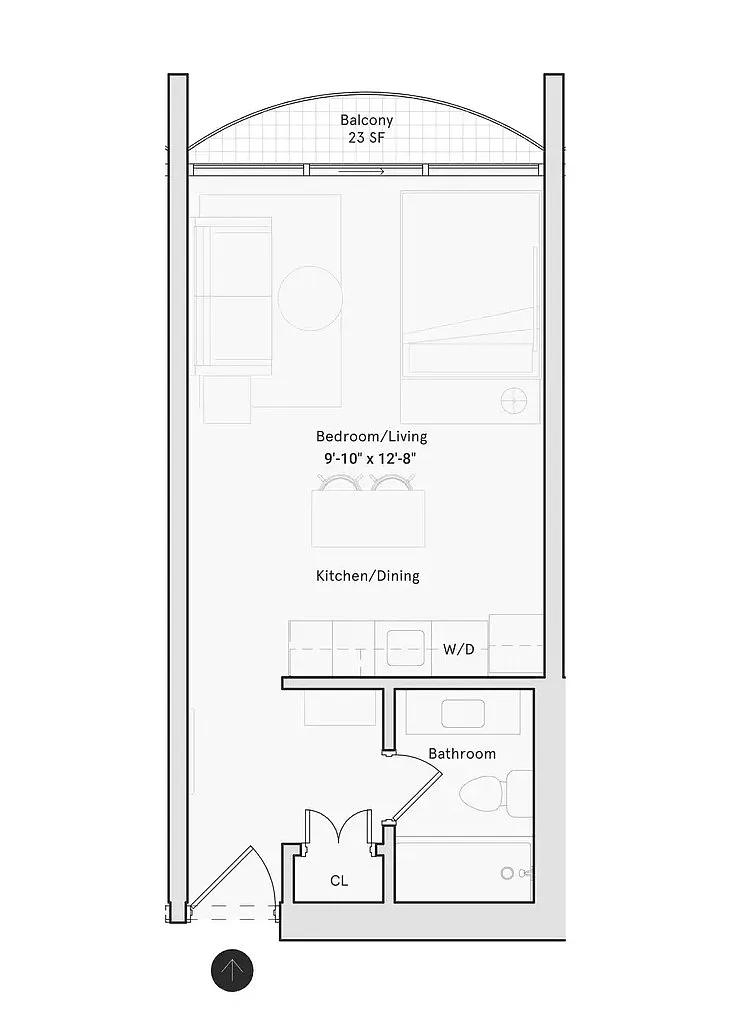 Floor plan Studio B (Furnished 1)